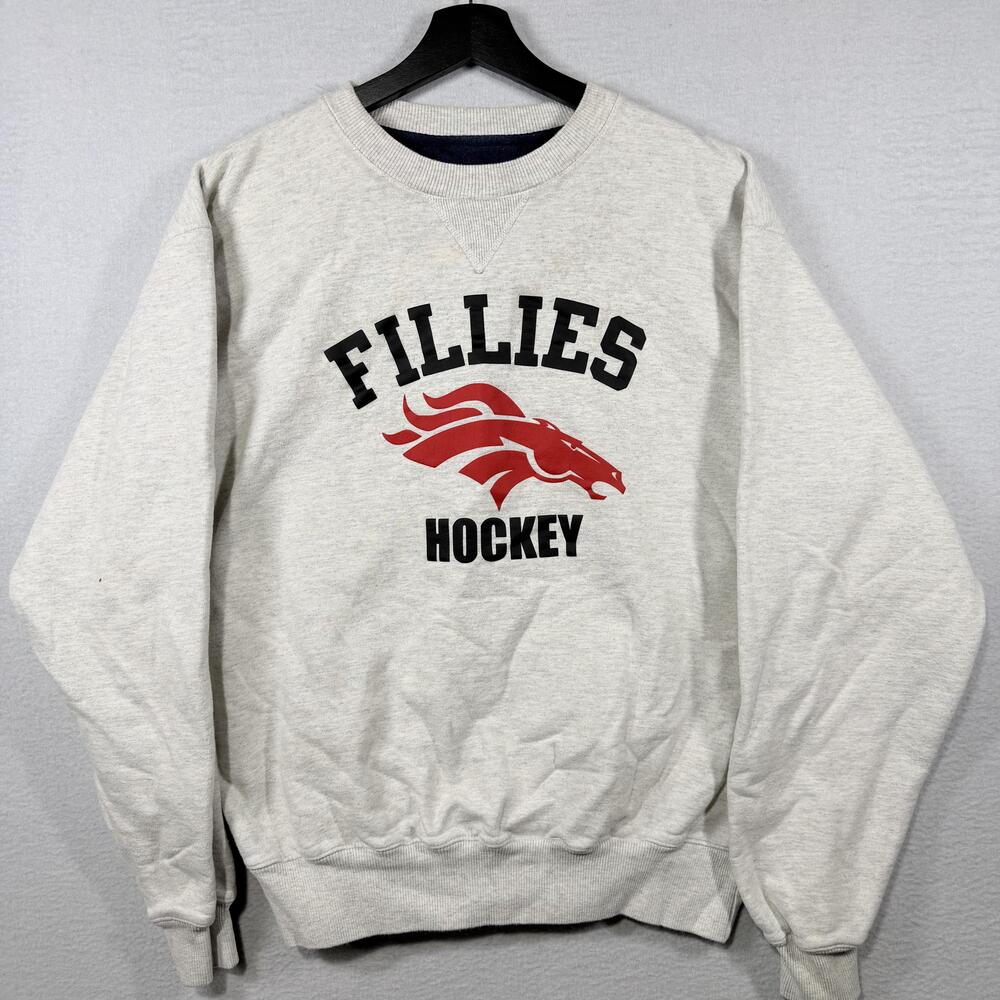 Fillies Hockey Sweatshirt Womens Medium Gray Champion Crewneck Pullover Fleece